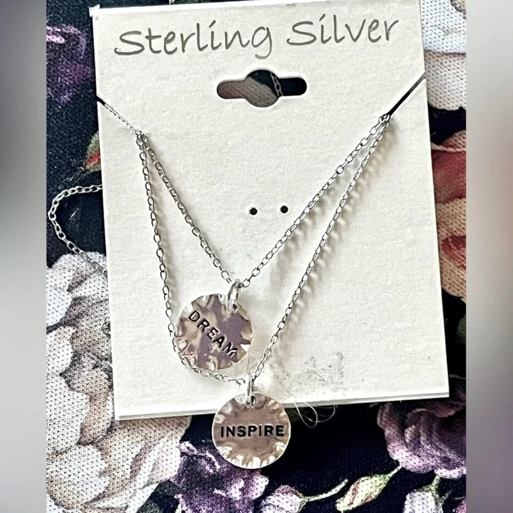 🆕 925 Sterling Silver Dream & Inspire Set of 2 Necklaces